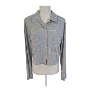 Free People Intimately Gray Button Front Oversized Top - Medium